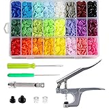 Libershine 360 Set T5 Kunststoffknöpfe, Snaps Zange, 24 Farben T5 Druckknöpfe für Kleidung, Kinderkleidung, Lätzchen, Windeln, W