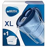 BRITA Wasserfilter Marella XL blau inkl. 1 MAXTRA+ Filterkartusche – Extra großer BRITA Filter zur Reduzierung von Kalk, Chlor & geschmacksstörenden Stoffen im W