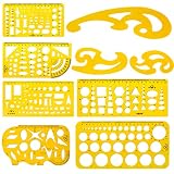 Meetory 9 Stück Architektur Schablone, Technische Zeichnungen Schablone, Französisch Kurve und Vorlage Lineal Set, Zeichenschablone Technisches Zeichnen für Schüler Bü