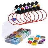 6 pcs Auto Sicherung 100Pcs Stück Standard Flachsicherung : 2A 3A 5A 7.5A 10A 15A 20A 25A 30A 40A Anschlussdraht Sicherungsstecker V