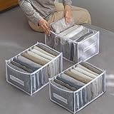 Thnkstaps 3 Stücke Jeans Fach Aufbewahrungsbox, Jeans-Organizer, Waschbarer Faltbare Schublade Mesh Trenn Organizer, für T-Shirts, Jeans, Hemden, Leggings (7, 9 ,9 Raster)