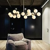 Zgjine. Moderne Glaskugeln hängende Lampen-Licht-Luxus-Zweig Kronleuchter Bean LED-Beleuchtungskörper Wohnzimmer Home Decoration (Lampshade Color : Black frame)
