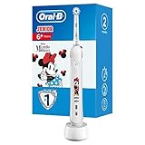 Oral-B Junior Minnie Mouse Elektrische Zahnbürste für Kinder ab 6 Jahren, weiche Borsten & visuelle Andruckkontrolle für extra Zahnfleischschutz, 2 Putzprogramme inkl. Sensitiv, Timer, weiß