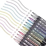 Zhongtou 12 Farben Textilstifte Acrylstifte Wasserfest mit Magische Permanent Marker Glitzer für Steine Bemalen Kinder T-Shirts Stofftaschen Geschenkkarten DIY Gästebuch G