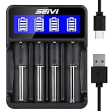 SEIVI 18650 Akku Ladegerät Universal, LCD Smart Batterie Ladegerät für NI-MH NI-CD AA AAA Li-Ion LiFePO4 IMR 18650 18500 18350 17670 17500 16340 14500 10440 RCR123 26650 RCR B