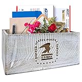 Farmhouse Post-Organizer für Arbeitsplatte, Holz, Briefhalter für Schreibtisch, weiß