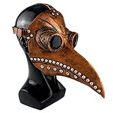Qeedio Schnabelmaske Plague Doctor Mask Halloween Scary Maske Pest Maske Doktor Arzt Kopfmaske Retro Felsen Party Masken Steampunk Halloween Kostüm Dekoration für Maskerade und Neuj