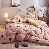TIUTIU Winter Baumwolle Bettdecke - Warmer Quiltkern, Lamm Samt Winter Quilt, Lamm Kaschmir Decke Für Doppelbett, Bettwäsche Fleece Decke Für Zuhause Schlafzimmer (D-01,180x220cm - 3.5kg)