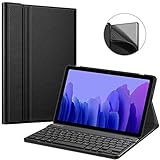 Fintie Tastatur Hülle für Samsung Galaxy Tab A7 10.4'' 2020 SM-T500/T505/T507, Soft TPU Rückseite Gehäuse Schutzhülle, magnetisch Abnehmbarer Tastatur mit QWERTZ Layout, Schw