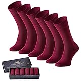 MOUNTREX Socken Herren Damen - Business Herrensocken, Damensocken - Gekämmte Baumwolle, Handgekettelte Spitze - Baumwollsocken (78%), Unisex Strümpfe (6 Paar), Bordeaux, 43-46