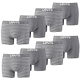 8er Pack Levis Men Vintage Stripe YD B Boxer Brief Boxershorts Unterhose Pant Unterwäsche, Farbe:758 - Middle Grey mélange, Bekleidungsgröße:XXL