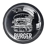 Kreidezeichnung Burger, 4 Stück moderne ABS-Küchenschrankknöpfe Runde Kommode Schubladengriffe Schubladenknöp