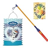 Ice Skating Laternenset Zuglaterne Lampion Frozen Olaf Die Eiskönigin + Laternenstab Leuchtstab