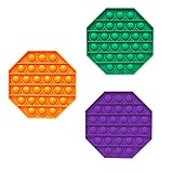 MAGIC SELECT Pop it Fidget Toy, Push Pop Bubble, Silikonblasen Anti-Stress-Spielzeug lindert Angstzustände für Erwachsene und Kinder (Achteckig, Grün, Orange und Hellviolett)