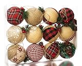 Weihnachts-Sackleinen-Weihnachtsschmuck, Bauernhaus, Weihnachtsschmuck, natürliche Jute-Ornamente, rustikale Weihnachtskugel, Urlaub, Party, Heimdekoration, hängende Dekorationen, 12 Stück