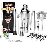 Cocktail Set, LISOPO Cocktail Zubehör Edelstahl 13-teiliges Cocktail Bar Set Barzubehör Cocktailshaker 750ml Kit zur Cocktailzubereitung…