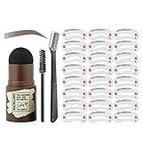 Augenbrauen Stempel,Wasserdichtes Wiederverwendbares Makeup Brow Stamp Brauenpuder Kit für Brauenformung Make Up Kosmetikset Eyebrow Razor/Brush (Dunkelbraun)