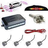 TKOOFN KFZ Summer Einparkhilfe Rückfahrhilfe 4 hinten Sensoren Hinter mit LED Farb Display Auto Parken Sensor System Pieper Radar Kit für Hinter G