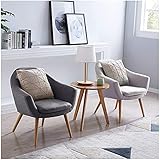 WANGQW Esstisch Set für Küche oder Hoteldekor, Sofa 1 Tabelle 2 Stühle Massivholz Tische und Stühle Büroempfang Sessel 50 cm Runder Tisch (Color : Grey+White)