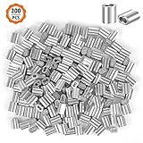 200 Stück Aluminiumhülsen, Alu Klemme Drahtseilklemmen Aluminium Pressklemmen Clips Alu Crimpschlaufe Stahlseilklemme Aluminium Doppelhülsen für 2mm Seile Kabel D