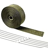 DL-Racing 10m Basalt Hitzeschutz Band - 50mm breit - Krümmerband Auspuffband mit 10 Edelstahlb