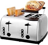 HHORB Toaster Vollautomatisch 4 Scheiben Home Breakfast Multifunktions-Edelstahl-Toaster Home Mini Sandwich Maker,Camping Reise Urlaub