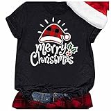 Weihnachten Schwarze Bluse sexy Bluse Damen Elegante Oberteile Tshirt Damen Weiss Shirts Damen sexy damenblusen Langarm lässiges Shirt Damen Sassy Classy Oversize Bluse Punk C