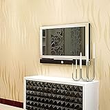 3D Vliestapete, 10 x 0,53 m, Wanddekoration, Wasserpflanzenmuster, geprägte Tapete, Wellenstreifen, geprägtes Design, für Wanddekoration, Wohnzimmer, Schlafzimmer, cremefarb