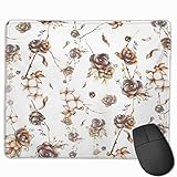 Niedliches Gaming-Mauspad, Schreibtisch-Mauspad, kleines Mauspad für Laptop-Computer, Mausmatten-Aquarell aus Pflanzenkapseln hinterlässt trockene Zweige und botanische Weihnachtskeg