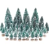 MELLIEX 40 Stück Miniatur Weihnachtsbaum Künstlicher Mini Modell Weihnachtsbaum Kunststoff Winter Ornamente für Tischdeko, DIY, S