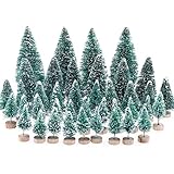 MELLIEX 40 Stück Miniatur Weihnachtsbaum Künstlicher Mini Modell Weihnachtsbaum Kunststoff Winter Ornamente für Tischdeko, DIY, S