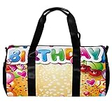 Seesack für Damen und Herren, Happy Birthday Ballon Sport Gym Tote Bag Wochenende Übernachtung Reisetasche Outdoor Gepäck H