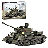 SESAY Technik Panzer Bausteine, 854 Teile Technik Militär WW2 Sovietunion T-34 Panzer Modellbausatz Kompatibel mit Lego Technik