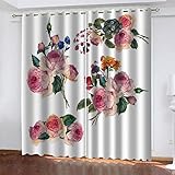 XDJQZX Gardinen Mit Ösen, Für Schlafzimmer Wohnzimmer Kinderzimmer Fensterdekoration, Vorhang Blickdicht 3D Rosa Pfingstrosenblumen Muster 235X230 cm 2Er Set Thermo Verdunklungsvorhäng