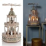 OF Weihnachtspyramide aus Holz mit LED Beleuchtung und Timer - Holzpy