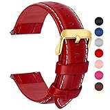 Fullmosa 7 Farben Uhrenarmband 20mm Kompatible mit Galaxy Watch Active Armband/Active2/Watch 3 41mm, Lederarmband für Damen Herren, 20mm Rot + Goldene S