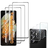 EWWE 3+3 Stück Panzerglas Schutzfolie Kompatibel mit Samsung Galaxy S21 Ultra 5G mit 3 Stück Schutzfolie + 3 Stück Kamera [Bläschenfrei] [HD] Displayschutzfolie Kompatibel mit Galaxy S21 U