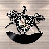 Hunter Jumper Zaun Mädchen Vinyl Schallplatte Uhr Reiterin Wandkünstlerin Home Decor Reiteruhr Reiter Geschenk 30x30