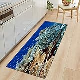 OPLJ 3D Underwater World Küchenmatte Eingang Fußmatte Schlafzimmer Bodendekoration Wohnzimmer Teppich rutschfeste Fußmatte A14 50x80