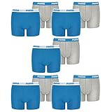 PUMA 10 er Pack Boxer Boxershorts Jungen Kinder Unterhose Unterwäsche, Farbe:417 - Blue/Grey, Bekleidung:140