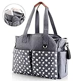 Baby Wickeltasche, Reise Wickeltasche Bote Messenger mit Kinderwagenriemen, 12 Taschen Großer Stauraum für alle Babyzubehörteile (grau)