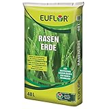 Euflor Rasenerde 40 L Sack, hochwertige Spezialerde zur Neuanlage von Rasenflächen und bei Reparatur von Problemstellen im Rasen, fördert das Rasenw