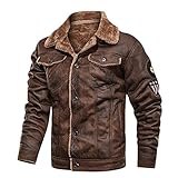 CCOOfhhc Kunstlederjacke Herren Schwarz Kurz Winter Gefüttert Biker Retro Bomberjacke Herrenjacke Übergröße Pilotenjacke Arbeitsjacke Übergangsjacke Sportlich Winterjacke Modern Winterpark