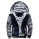 Herren Regenjacke Modern Jacket mit Kapuze Daunenjacken Fleece Warme Thermojacke Gefütterte Schneefeldjacke Fashion Reißverschluss Outwear Gepolsterte Herrenjacke Wanderjacke Funktionsjack
