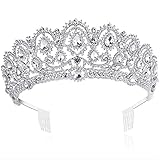 ArtiDeco Braut Tiara Kristall Braut Krone Hochzeit Party Braut Accessoires Abschlussball Tiara Tanzball Krone (Silber)