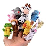 CHSYOO 10 x Klein Tierfiguren Fingerpuppe Samt Handpuppe, Plüschfigur Spielzeug Props für Geburtstag Kinder Party Taufe Babyparty Mitbringsel Geschenk