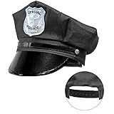 Widmann 03328 Polizeimütze für Erwachsene, größenverstellbar, Unisex, Schwarz, Einheitsgröß