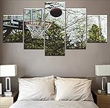 Leinwanddrucke 5 Stück Leinwand Bilder Wanddeko Wand Wohnzimmer Wanddekoration Basketballring Und Balllandschaft XXL Wanddekoration Design Wand Bild Modern Wandbilder Kunstdruck W