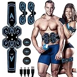 WARDBES Bauchmuskeltrainer, EMS Trainingsgerät, USB Wiederaufladbar Muskelstimulator bauchtrainermit 6 Modi & 9 Intensitäten, LTragbarer Muskelstimulator,für Bauch,Arm,Bein-Fitness Trainings Gang