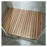 JIAJUAN Naturholz Dusche Bad Matte, rutschfest Geruchlos Rechteck Abtropfbrett Für Badezimmer, Anti-Riss Pedal, Benutzt Für Balkon Wanne, 3,8 cm H